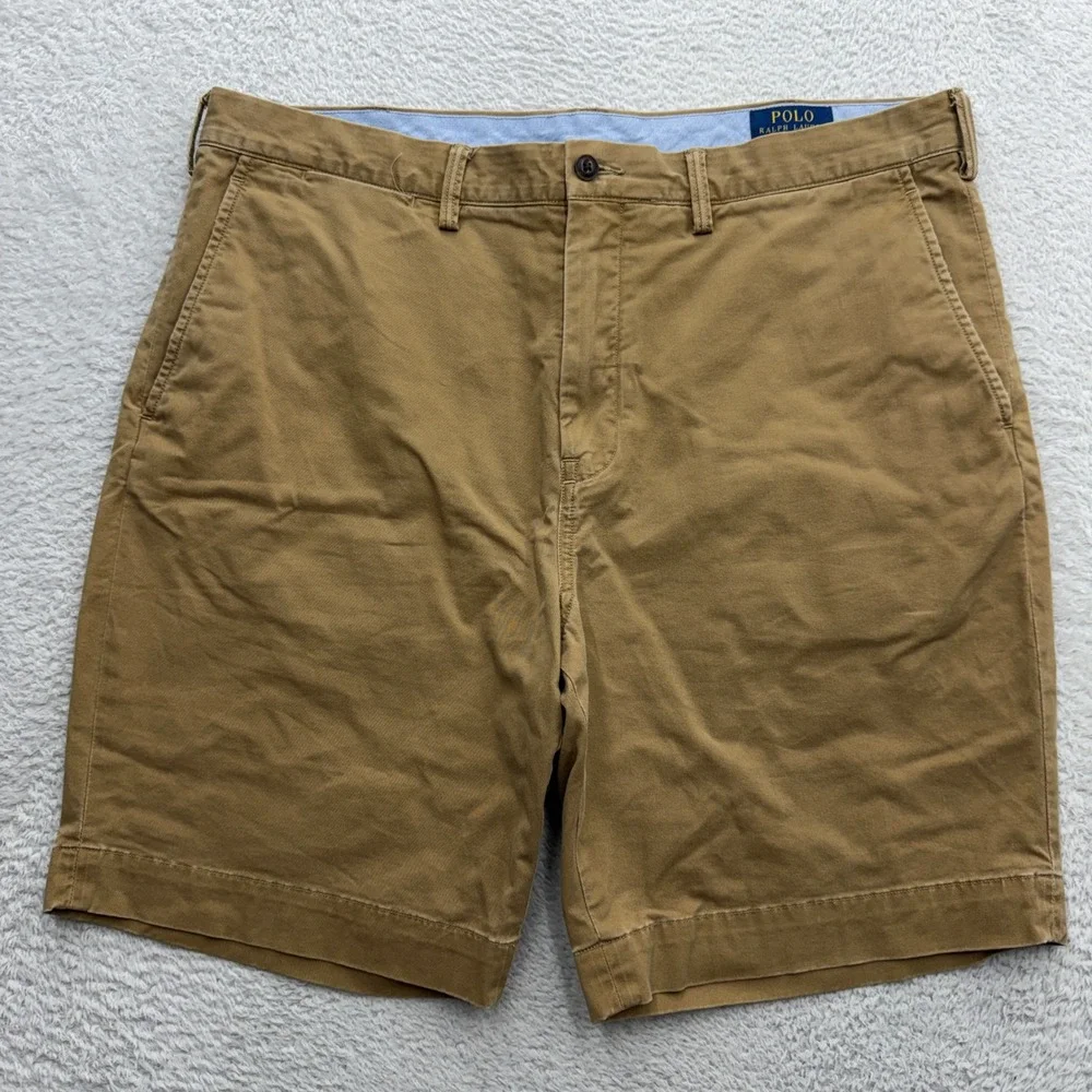 Polo Ralph Lauren Mens 36 Stretch Classic Fit Chino Shorts Khaki Tan